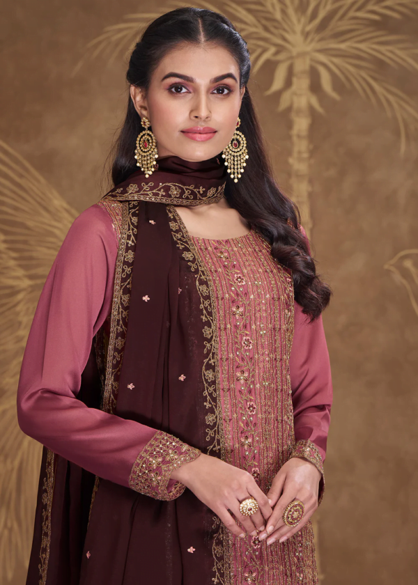 Color: Pink Fabric: Art Silk Occasion: Festival Wear, Function, Ceremonial, Eid, Ethnic Wear, Wedding, Festive Style: Festive Style & Eid Wear Salwar Suit 2024 Work: Embroidered, Thread, Sequins, Stone